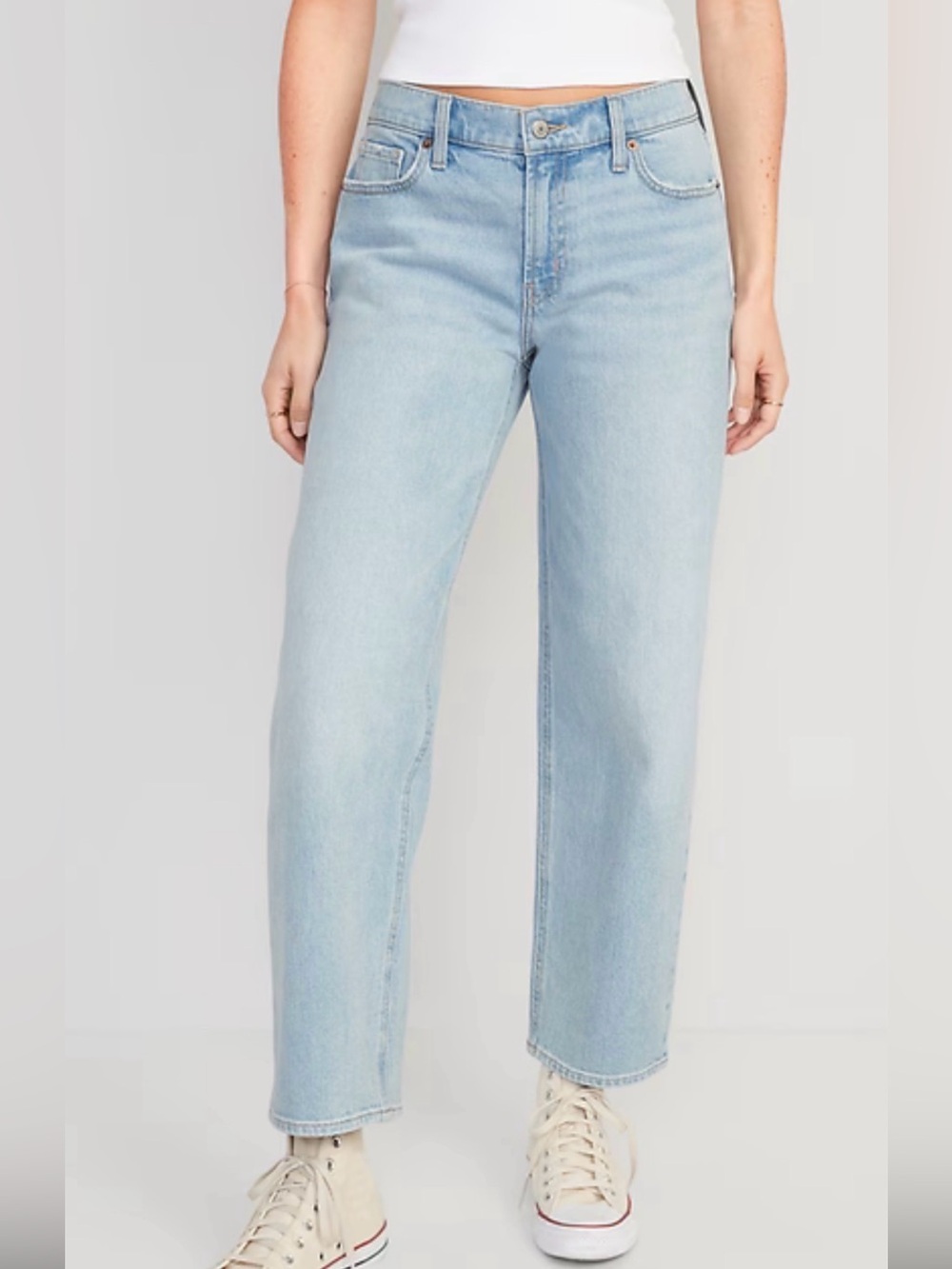 EUC Old Navy Mid-Rise Boyfriend Loose Light Wash Jeans Size 8